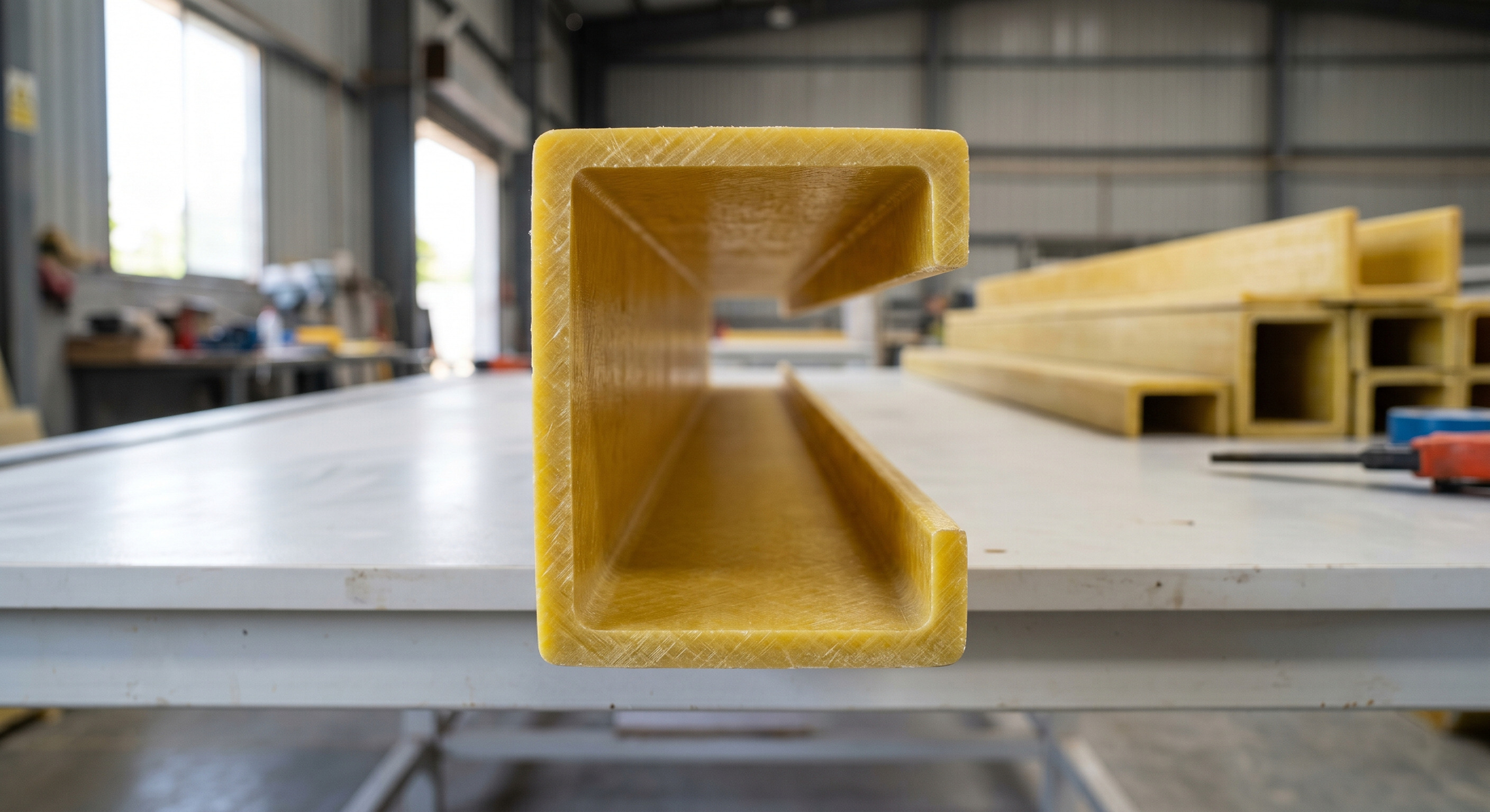 FRP C-Section channel end view showing C-profile cross-section and wall thickness