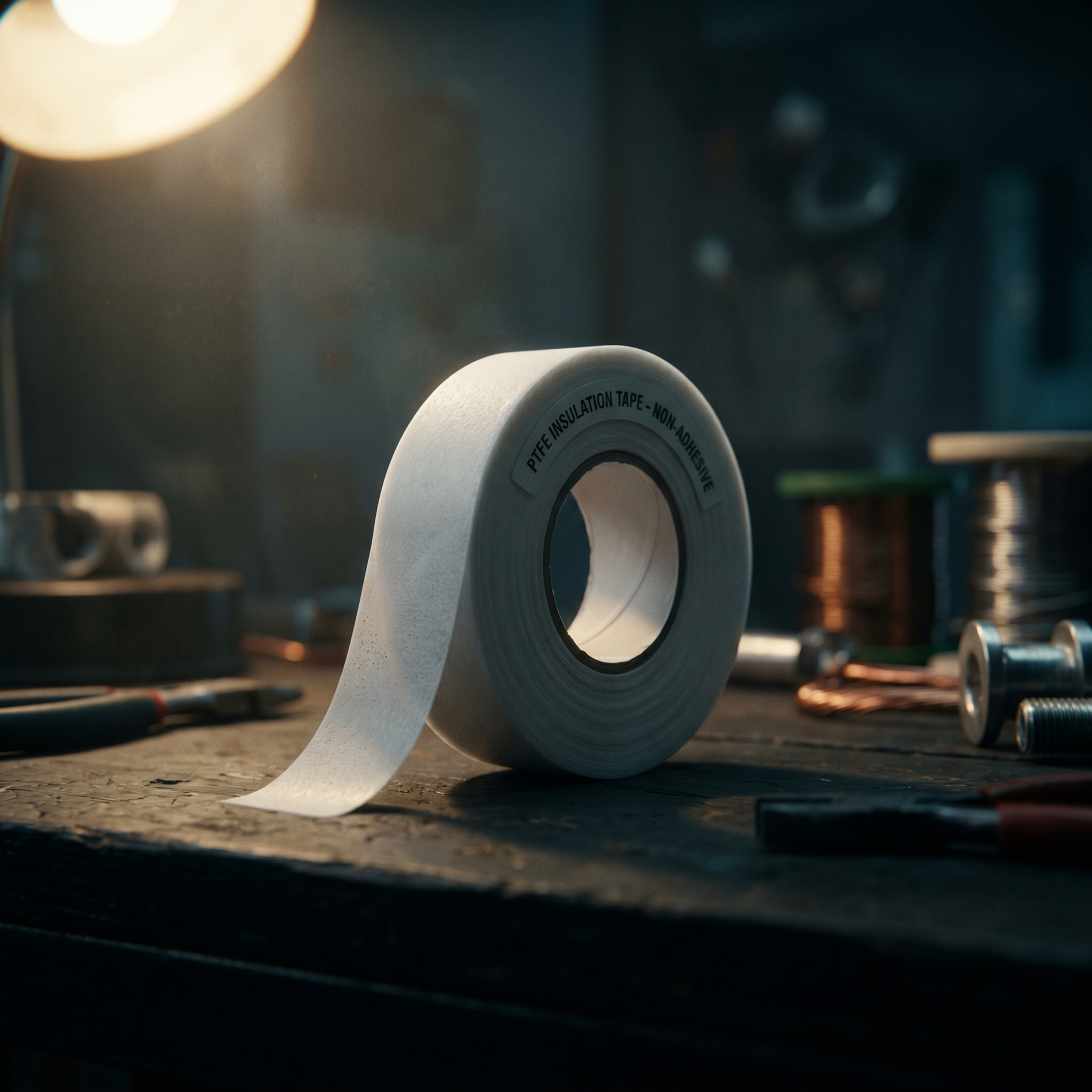 PTFE electrical insulation tape roll — white non-adhesive film tape for conductor wrapping